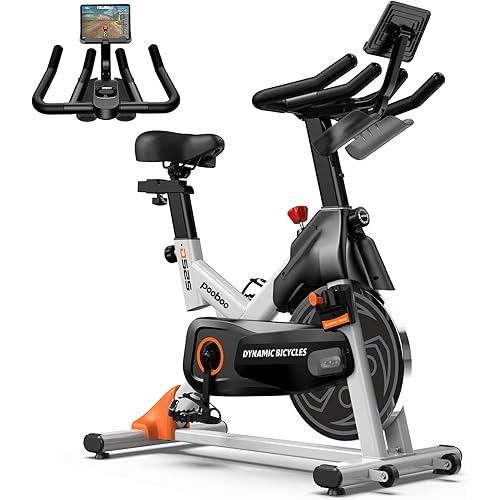 pooboo Exercise Bike, Adjustable Magnetic/Brake Pad Resistance Silent Belt Drive, Indoor Cycling Bike for Home Cardio, Fitness Stationary Bike with 350lbs/300lbs Weight Capacity &Upgraded Version Seat