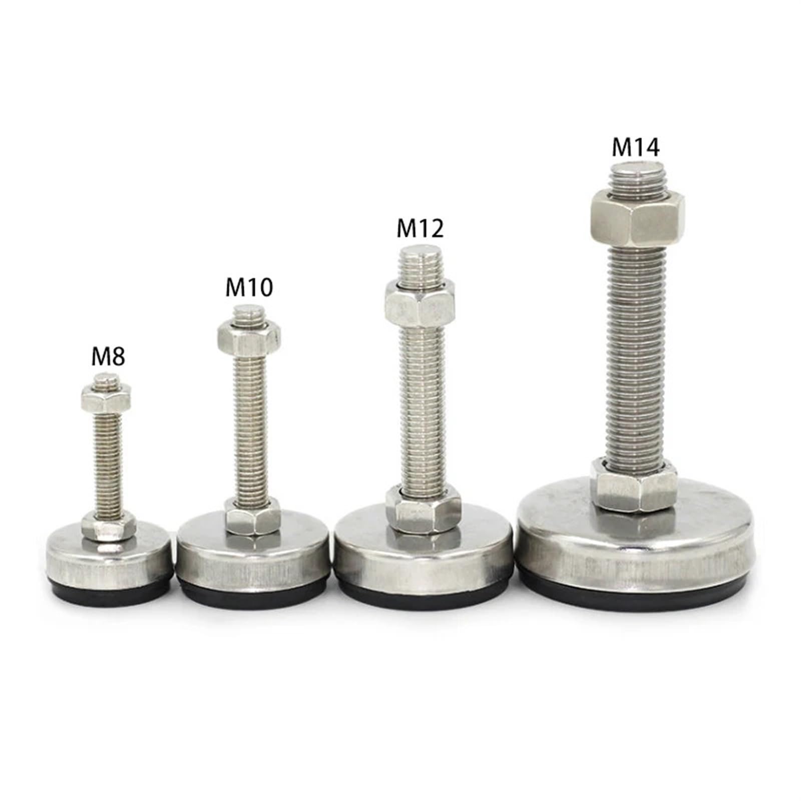 Piedini regolabili per giradischi in acciaio inox con filettatura M8 M10 M12, piedini di livellamento per mobili, 6 pezzi (D65 x M12 x 150 mm) per una stabilità ottimale