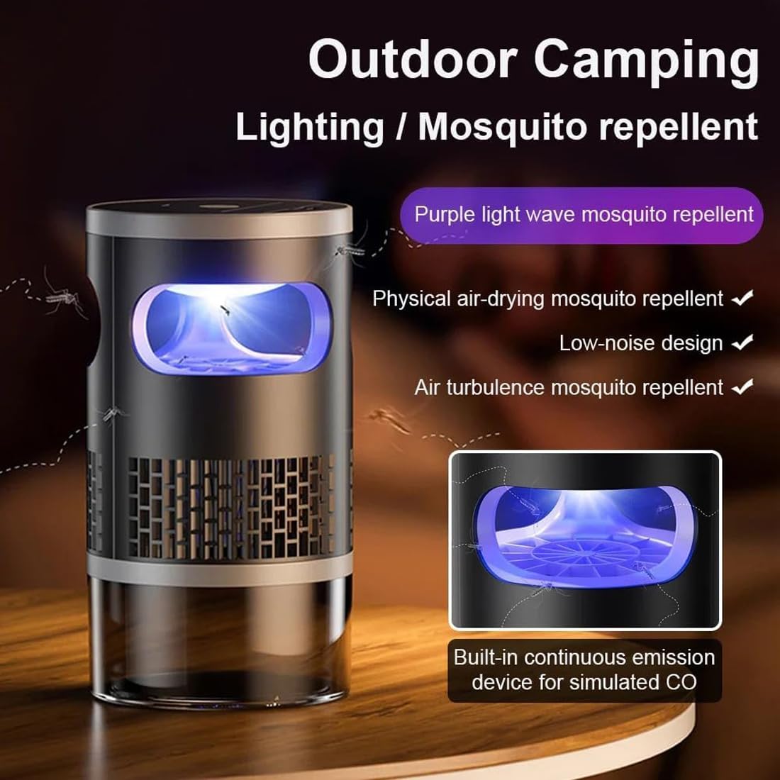 BuzzGuard Lot de 2 lampes anti-moustiques pour chambre à coucher, balcon, terrasse, camping, intérieur et extérieur