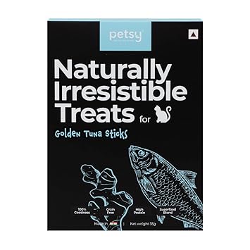 Petsy Naturally Irresistible Golden Tuna Sticks (35g) | All Breeds and Lifestages | Healthy Cat Treats | 100% Natural Goodness | High Protein | Antioxidant and Anti-inflammatory| Tuna Cat Treats | Use for Training, Snacking or Tasty Toppers