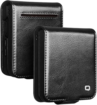QIALINO for Samsung Galaxy Z Flip 7 Leather Case, Premium Durable Handmade Luxury Genuine Leather Wallet Flip Shockproof Case with [Card Slots] [Magnetic Closure] for Samsung Galaxy Z Flip 7 Black
