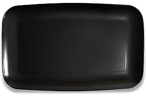 Black Disposable Elegant & Sturdy Plastic Party Serving Trays in Rectangular Shape (1 Count, 18"X11")