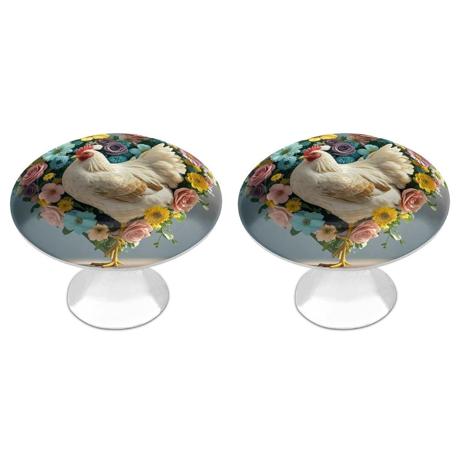 FekiLoot Flower Heart Chicken Cabinet Knob Kitchen Drawer Knob Stainless Steel Round Drawer Pulls Modern Cabinet Hardware Vintage Dresser Drawer for Kitchen Bathroom Closet Dresser Cabinets