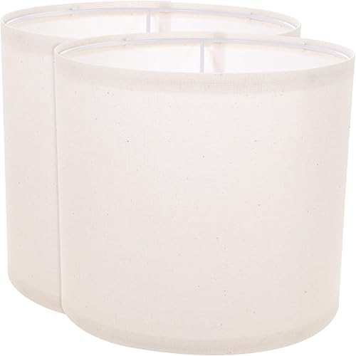 Miniatura 8 de LALAFINA 2 piezas de tambor de la lámpara de lino cubierta de la lámpara de tela pantalla de tambor pantalla para lámpara de mesa, lámpara de noche,