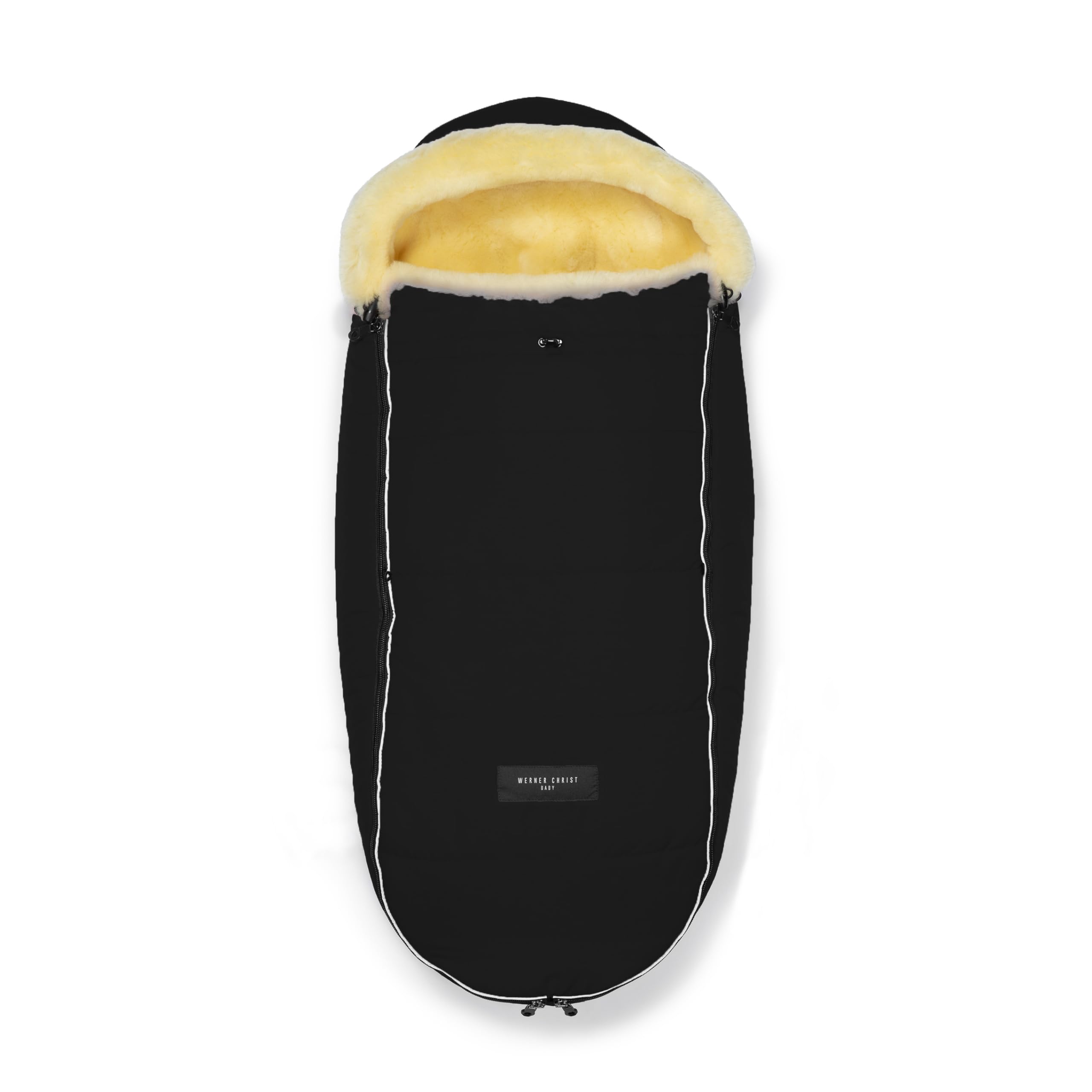 WERNER CHRIST BABY, Lammfell-Fußsack LADIS – für kleine Reisebuggys (Kinder ab 6 bis 36 Monate), aus medizinischem Lammfell, in schwarz (Black)