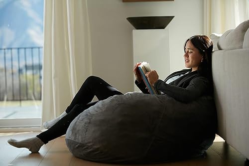 Miniatura 2 de Sofa Sack - Sillón puff Puff de espuma viscoelástica de 3 pies, sofá mediano con funda de microfibra suave, color microgamuza gris