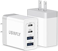 Vista 1 de USINFLY Cargador de pared USB C, paquete de 2 bloques de cargador USB C de 40 W, 4 puertos, bloque de carga rápida, adaptador de alimentación PD+QC