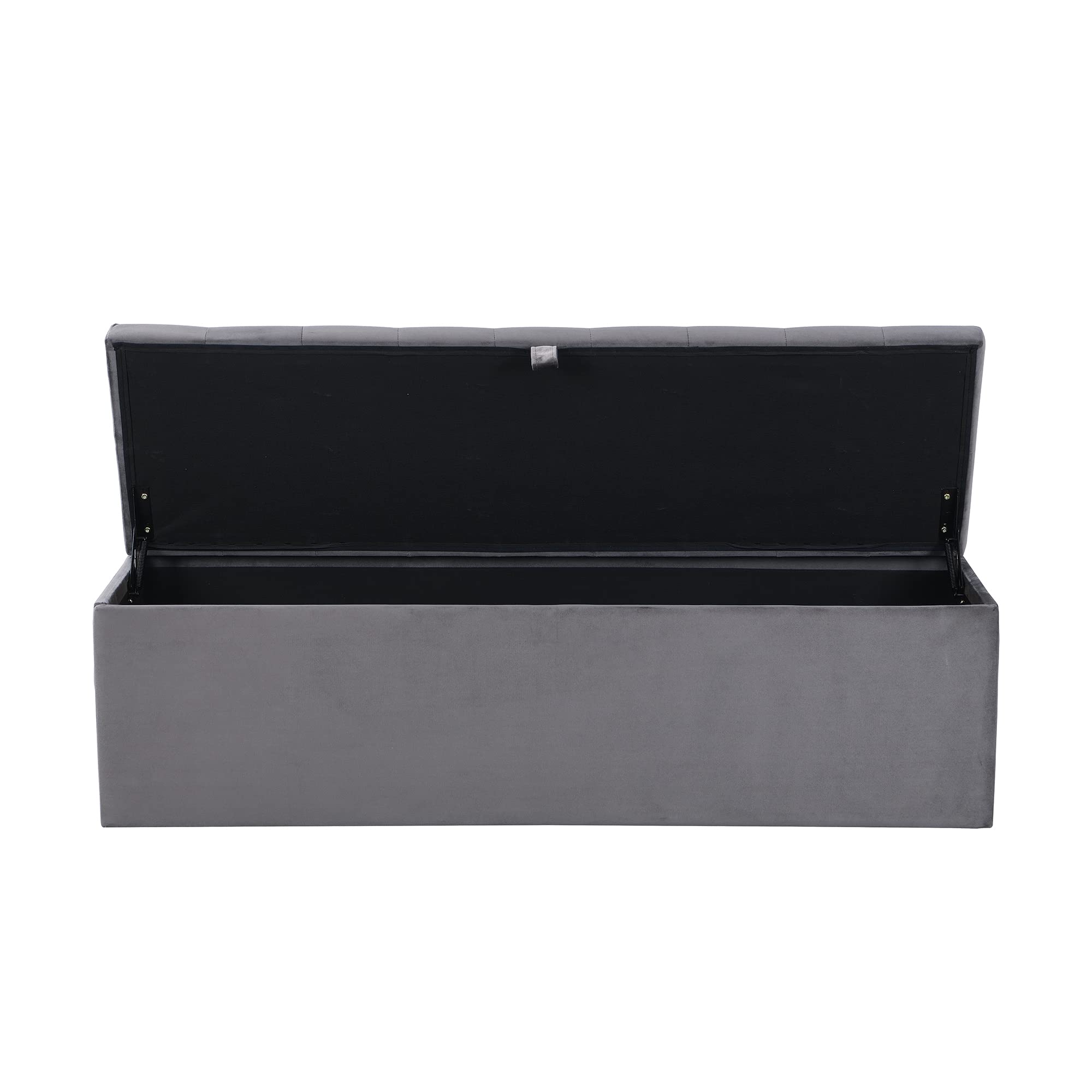 Samt, Polsterbank, Gepolsterte Sitzbank, Betthocker, Bank mit Stauraum, grau 138 x 41 x 42 cm