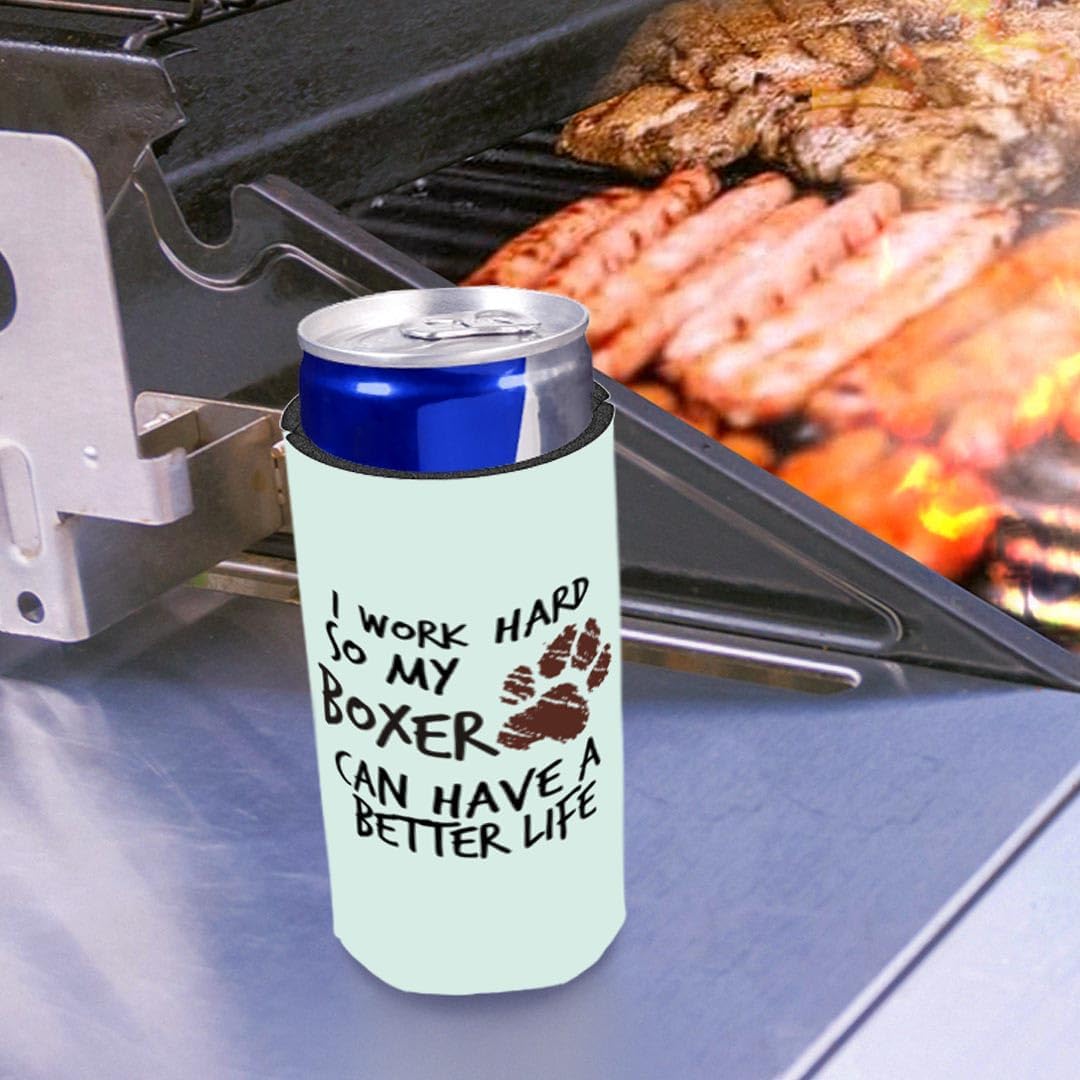 Gifts For Dog Lovers Men I Work Hard So My Boxer Can Have A Better Life Paw Print 12-Pack Ultra Slim Can Thermocoolers
