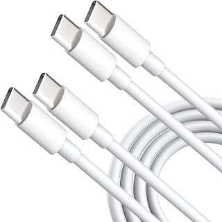 USB C to C Cable 6.6ft 60W 3A for MacBook, MacBook Air, Mac Pro, iPad Pro 12.9/11 inch 2022-2018, iPad Air 5/4, Mini 6, Google Pixel 7 6 5 4 3 2 XL, Samsung S23 S22 S21 S20 S10, 2 Pack Type C Cord