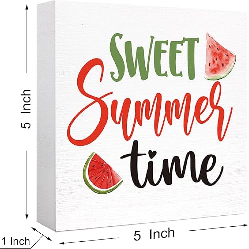 Miniatura 2 de Divertido letrero de madera de verano con texto en inglés Sweet Summer Time de sandía, decoración de escritorio para el hogar, oficina, cocina