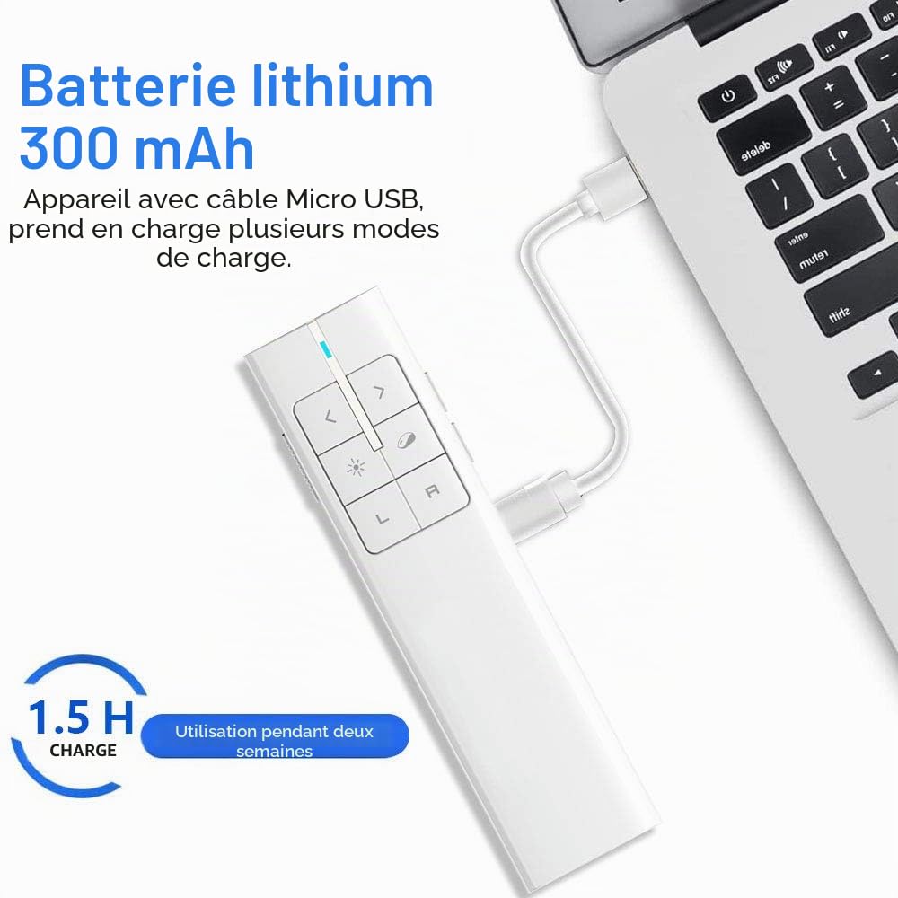 Norwii N99 Pointeur Lumière Souris, Présentateur sans Fil Rechargeable Presentation Clicker Presenter Pointeur Powerpoint Clicker, Soutien Hyperlien/Volume/Pause/Mac