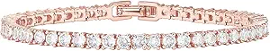 14K Gold Plated 3mm Cubic Zirconia Classic Tennis Bracelet | Gold Bracelets for Women | Size 6.5-7.5 Inch