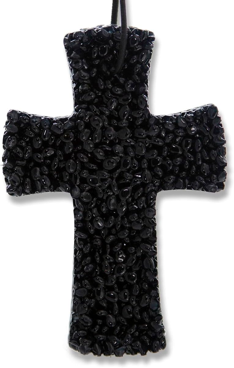 Mahogany Teakwood, Lone Star Candles & More's Premium Strongly Scented Freshies, A Popular Masculine Fragrance Blend, Car & Air Freshener, USA Made in Texas, Black Cross 1-Pack