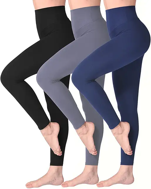 SINOPHANT Women's 3-Piece Active Leggings - Black, Navy, Grey Yoga Pants