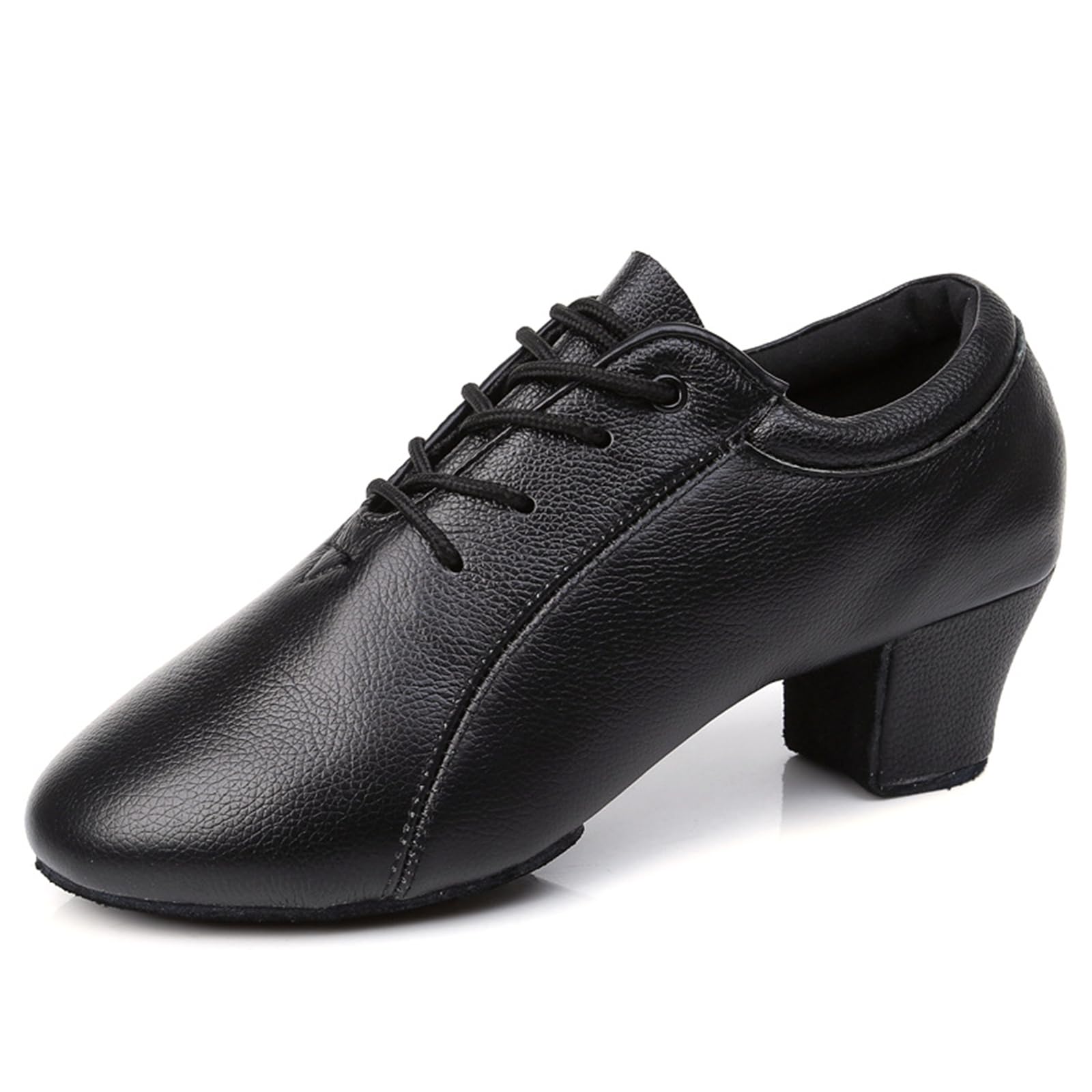 Buty do tańca latynoamerykańskiego damskie skórzane z dzieloną podeszwą do tańca towarzyskiego jazzu tanga nowoczesnego na grubym niskim obcasie sznurowane