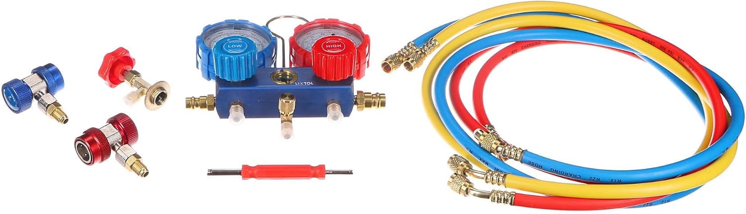 Mechanic AC Tester 1 | Air Conditioning Test Set | Pressure Gauge Set | Leakage Tester | R12 R134a R22 | Car Air Conditioning Service | 1/4 Inch Quick Coupling | Case