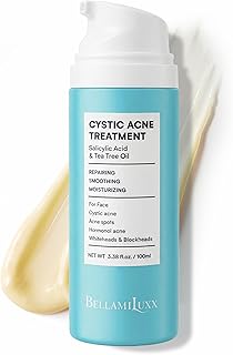 Cystic Acne Treatment for Face: Hormonal Acne Treatment Cream for Teens & Adults - Salicylic Acid & Tea Tree Oil Pimple Spot Remover - Anti-Acne Moisturizer Reduces Redness, Blemishes