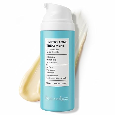 Cystic Acne Treatment for Face: Hormonal Acne Treatment Cream for Teens & Adults - Salicylic Acid & Tea Tree Oil Pimple Spot Remover - Anti-Acne Moisturizer Reduces Redness, Blemishes