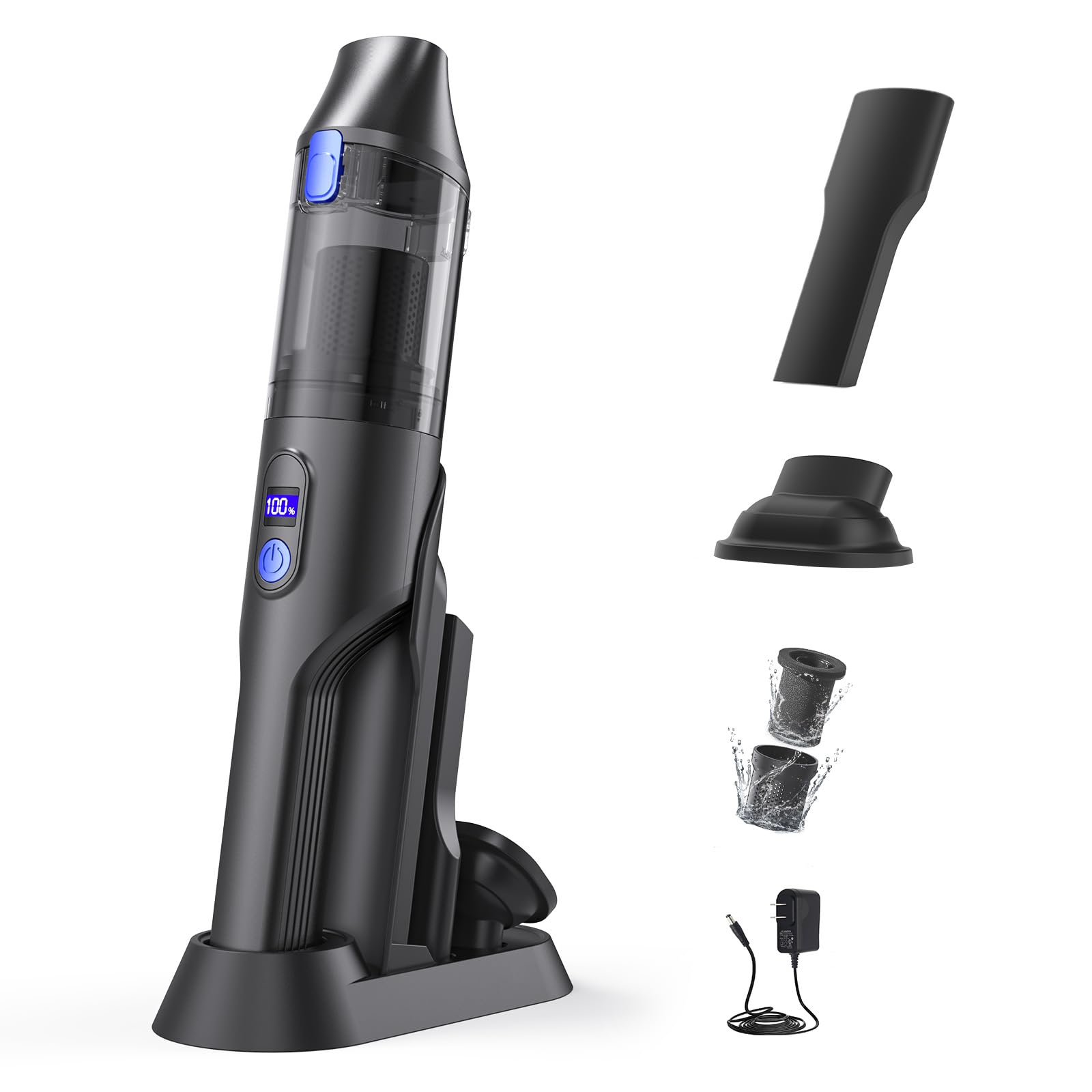 Cordless Lightweight Handheld Vacuum Cleaner, 20000 Pa High Power Min Handheld Vacuums, Car Vacuum Cleaner with Boost Mode, 35 Mins Runtime & Digital Display, Crevice Tool & Brush Tool