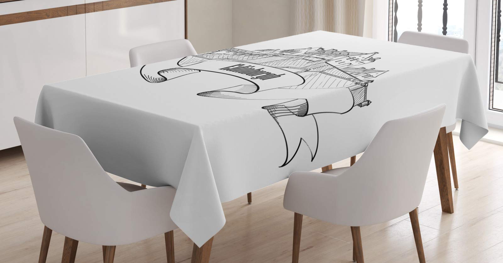 Tovaglia ABAKUHAUS Scozia National Flag Scribbled, Rettangolare 140x200 Cm, Blu Cobalto E Bianco, Antimacchia