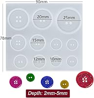 Vista 2 de 3 moldes de silicona de resina de botón, 10/12/15/20/0.984 in, moldes redondos en forma de botón para resina epoxi, arcilla de fundición