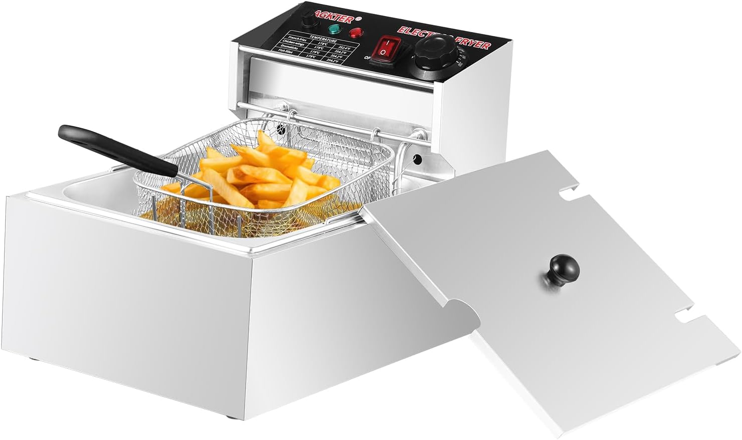Commercial Electric Deep Fryer,,Stainless Steel with Basket & Lid, Temperature Protection, Restaurant and Home Use-10L,1500W,220V