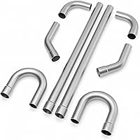 Neoaider Universal 2.5" DIY Custom Exhaust Kit - 18 Gauge Mild Steel Mandrel Bend Pipes, 8Pcs Straight, 45°, 90° & U-Bends
