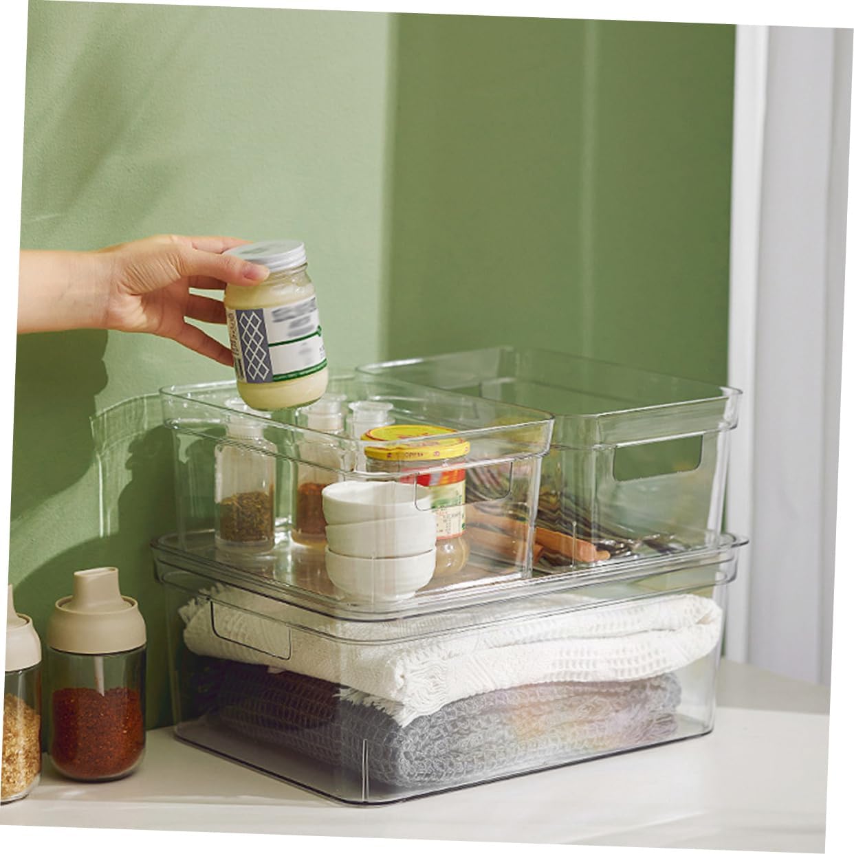 Levemolo Transparent Storage Box for Building Blocks Toys Multi-Function Bin for Organizing Small Parts Portable Container for Boys and Girls for Daily Use Easy Access