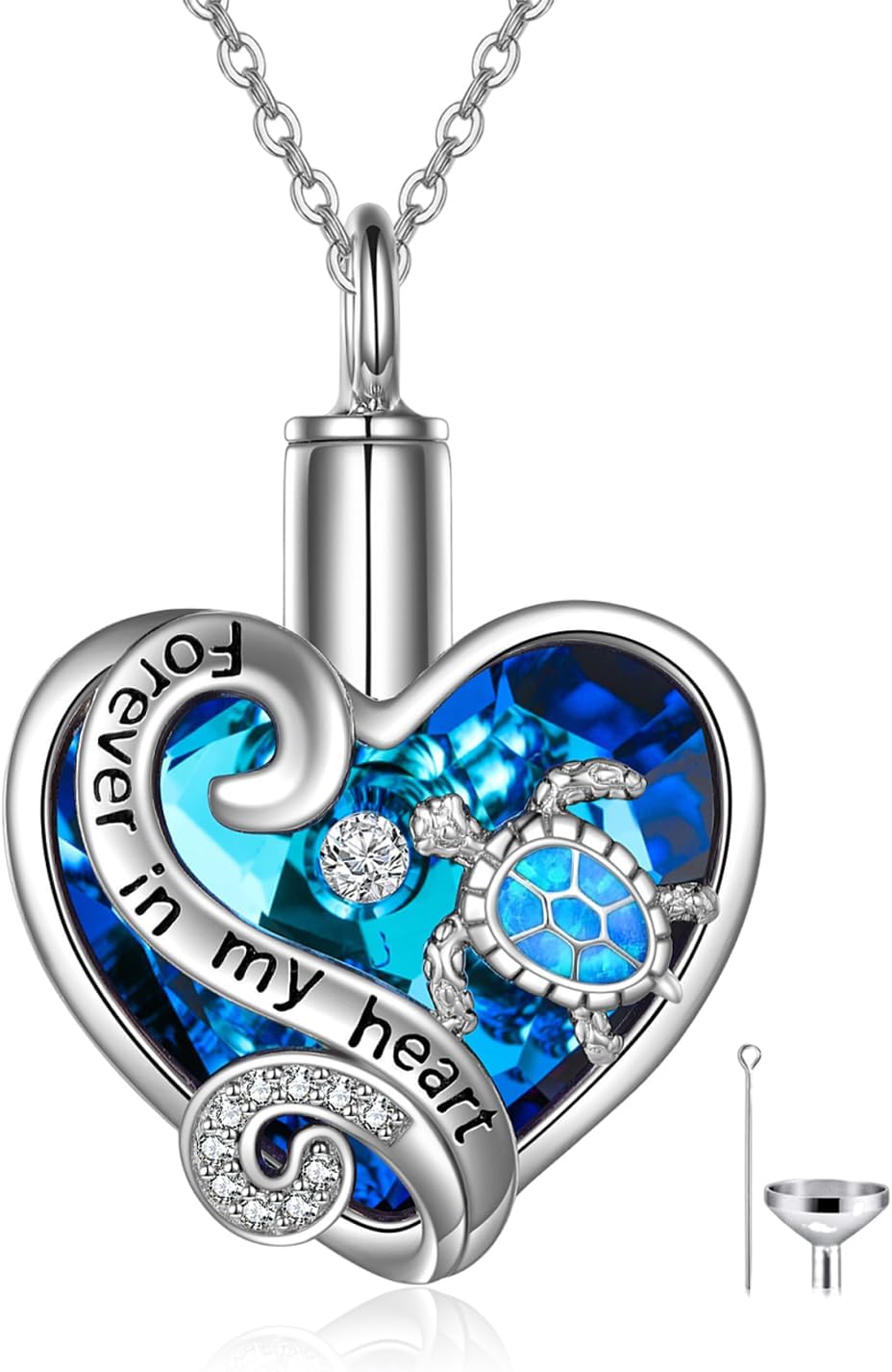 WINNICACA Urn Necklaces for Ashes Sterling Silver Cremation Jewelry for Ashes Urns for Human Ash Pendant Necklace with Funnel Filler Kit