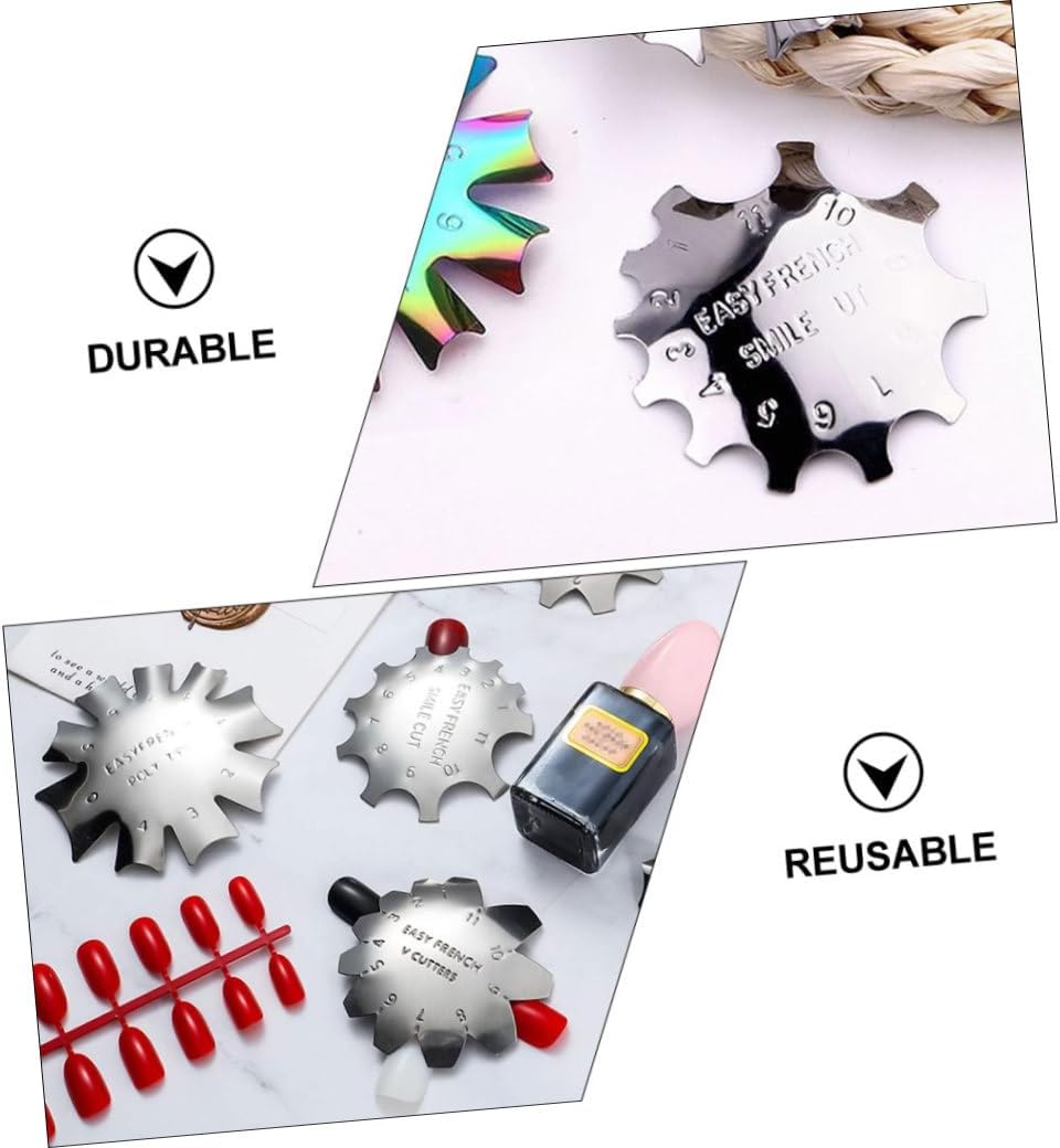 Beavorty 6pcs Nail Art Stencil Templates Stainless Steel DIY Manicure Nail Line Template for Crystal French Tips Art Tool for Women