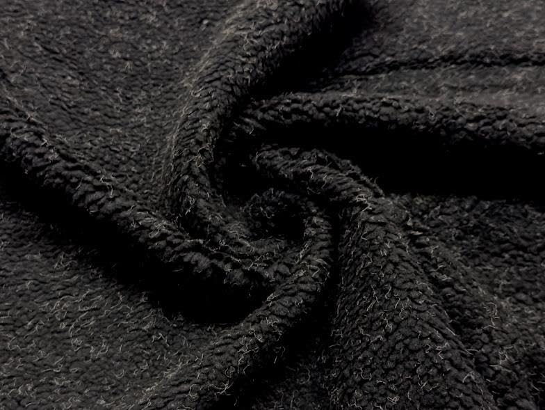 Tissu imitation peau de mouton Sherpa Noir 10 m au mètre rouleau ameublement