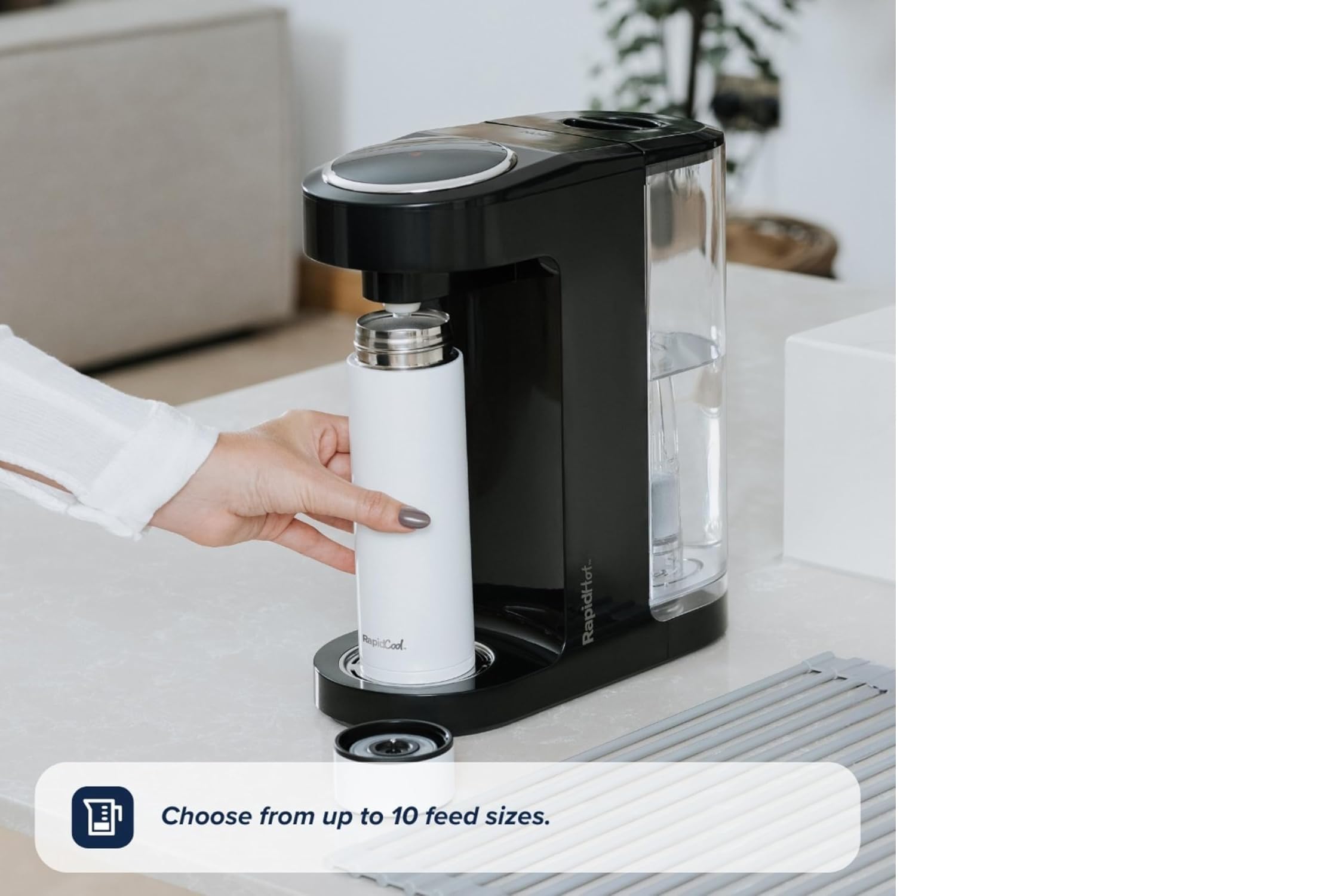 Nuby RapidHot - Fabricante de biberones, hecho para RapidCool - Agua hirviendo instantáneamente | Volúmenes y temperatura preestablecidos | Sigue las directrices del NHS (negro)