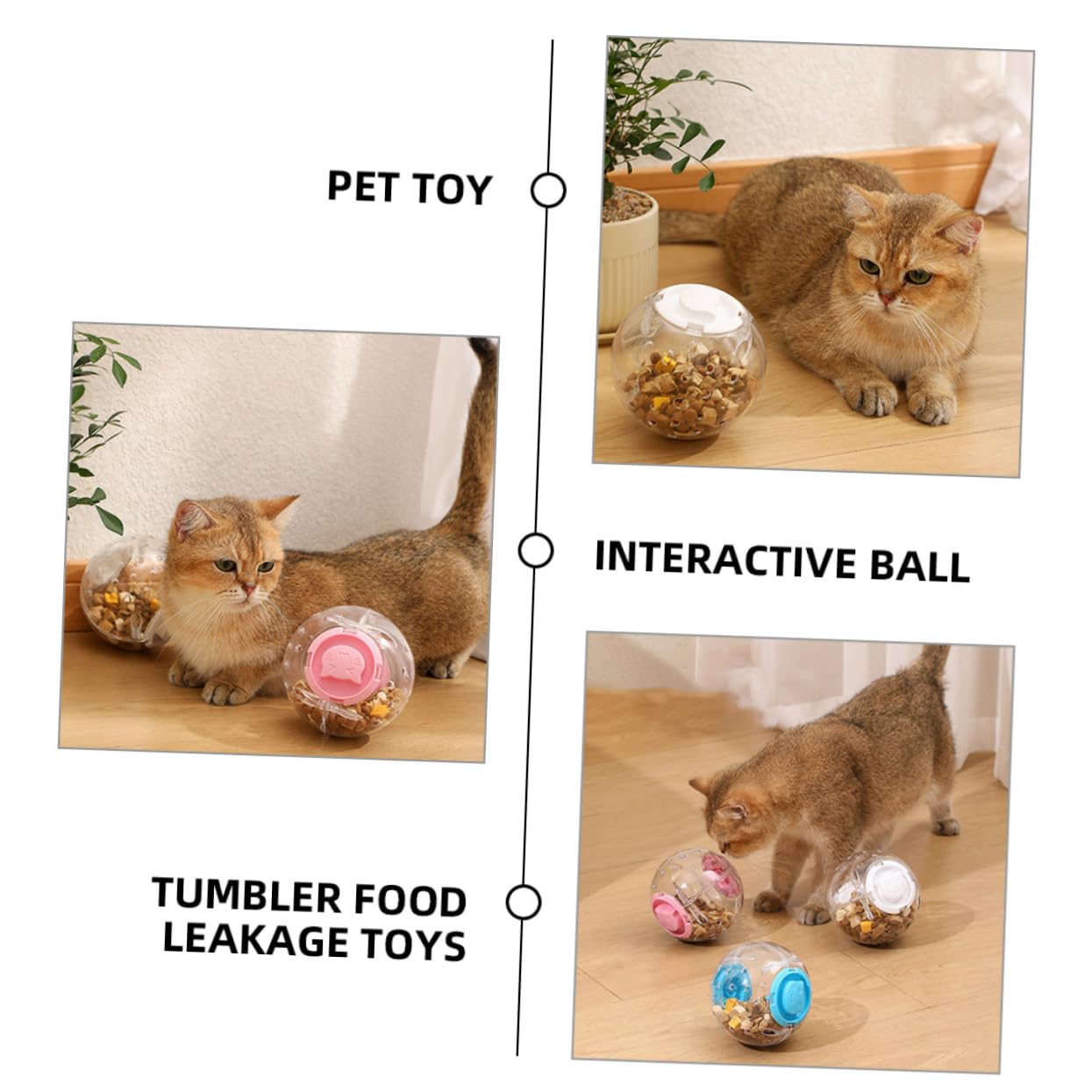 Giocattolo Dispenser di Cibo in Abs per Gatti e Cani 3 Pezzi per Giochi e Snack