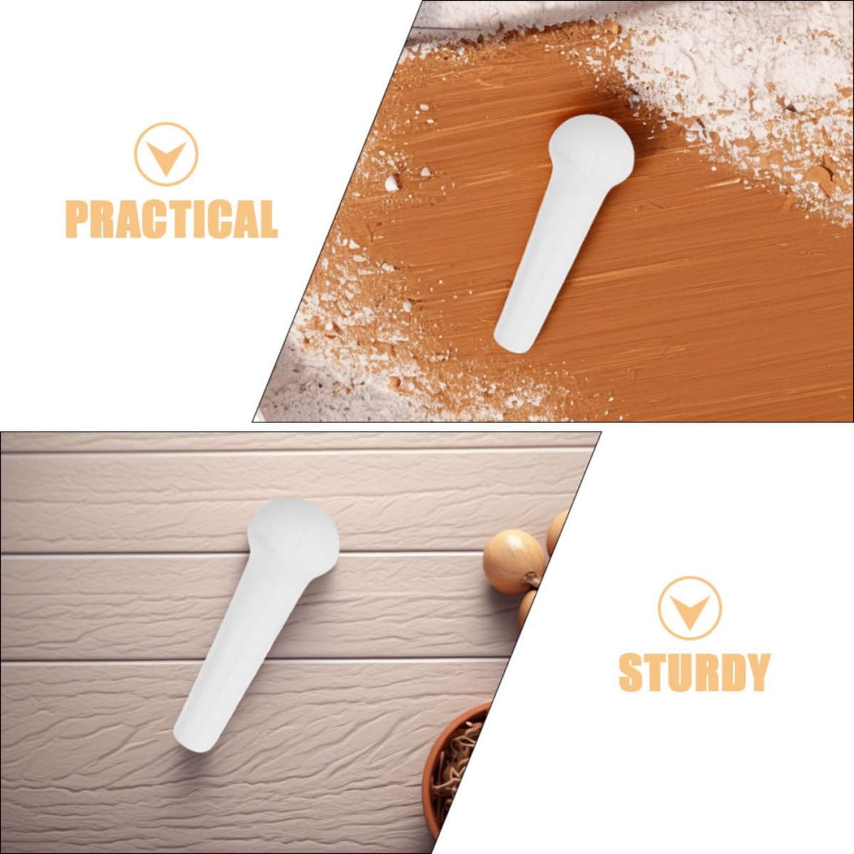 2pcs Ceramic Food Grinding Stick Garlic Crusher and Food Masher, Easy to Clean Kitchen Garlic Pounder with Fine Grinding for Kitchen and Outdoor Activities