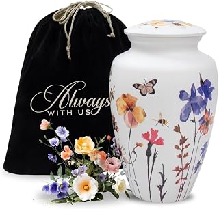 Cremation Urns for Human Ashes Adult Female | Human Urn for Ashes for Women | Decorative for Cremation, Funeral, Burial, Home | Handcrafted Large Size - Wildflower