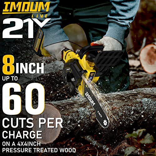Imoumlive Brushless Mini Chainsaw 8-Inch, Upgraded Handheld Electric Portable Chainsaw, Cordless Chainsaw Powered With 2Pcs 21V 3.0Ah Battery, Easy To Use Electric Chainsaw For Wood Cutting, Trimming #TOP1