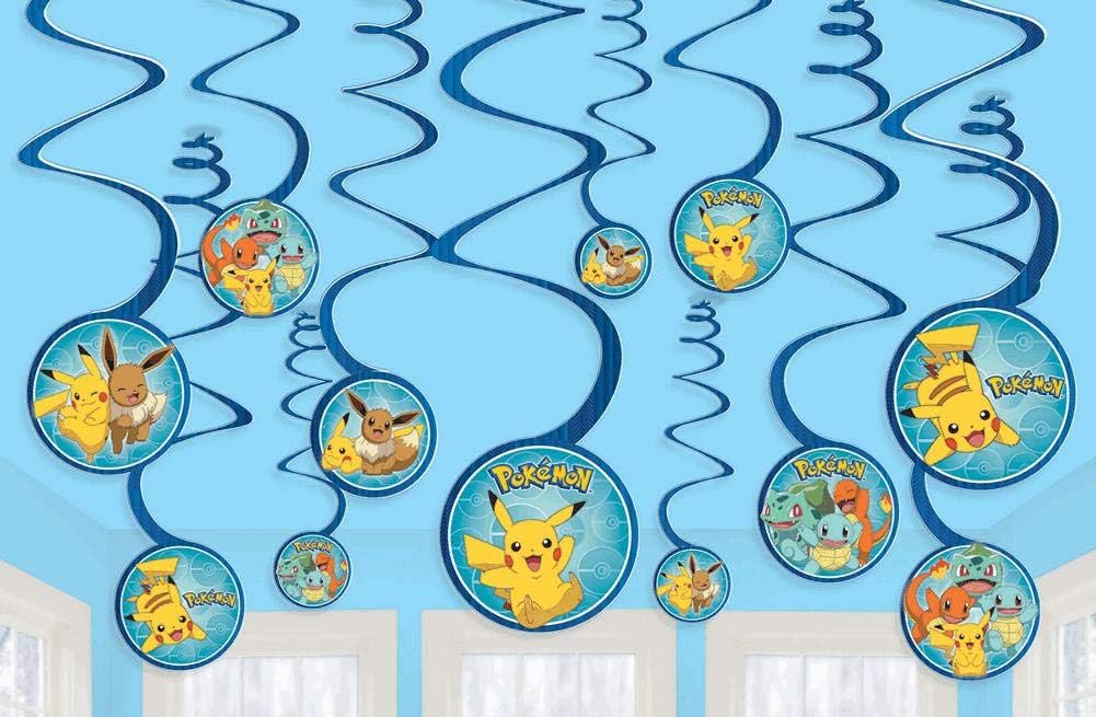 Pokemon Hanging Swirl Decorations, Multicolor, 12 Count
