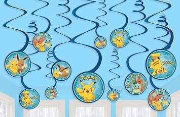 amscan Pokemon Hanging Swirl Decorations, Multicolor, 12 Count