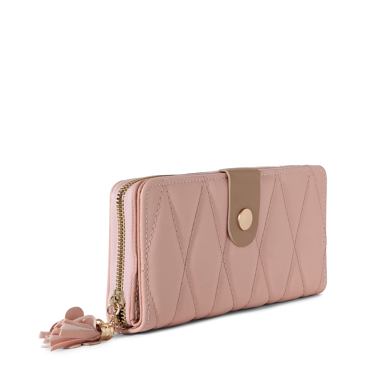 Haute Sauce Women Pink Textured Vegan Leather Wallet for Casual Wear | Zip Closure | Slim and Easy to Fit in Hand & Bags | Latest Stylish Purse with Pocket & Multiple Card Holders for Ladies 3