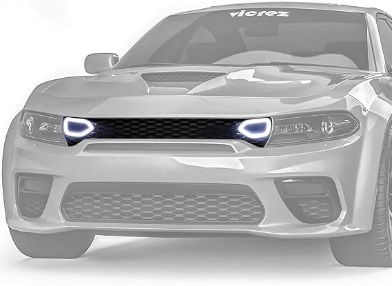Vicrez Front Grille w/LED Snorkel Lights vz102229 | Fits/Compatible With/Replacement For Grille/Mesh For Dodge Charger Widebody 2020-2022