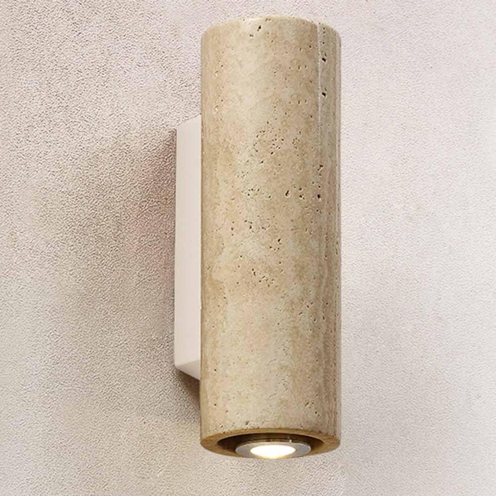 Granestner Nordic Cylinder Wall Light, Natural Metal Sconce, Hardwired Bedside Lamp, E27 Indoor Spotlight, Modern Wall Washer for Living Room & Hallway Lighting (White 23cm)