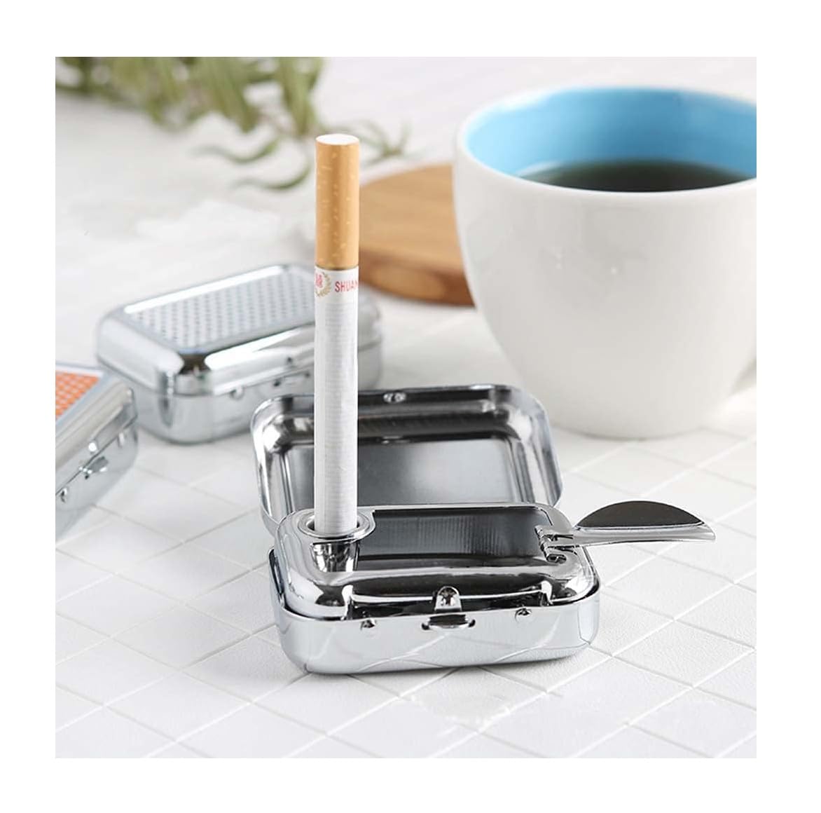 Mini Stainless Steel Ashtray with Lid -3
