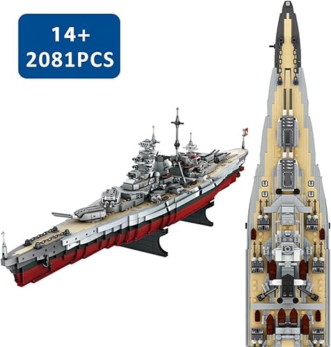 Miniatura 7 de Gonli Bismarck - Juego de bloques de construcción de acorazados  Alemania WW2 juguetes de construcción militar para niños de 8 a 12 años  Ladrillos