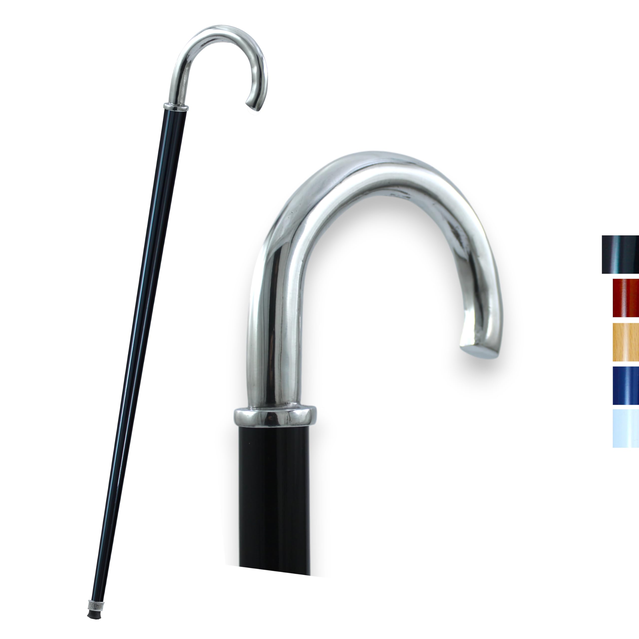 Bastón de Paseo Cavagnini ortopédico de Haya y Metal Artesanal Negro Elegante Personalizable con Nombre Grabado para Hombre Mujer Ceremonia Novio Regalo Lujo anciana señora Made in Italy