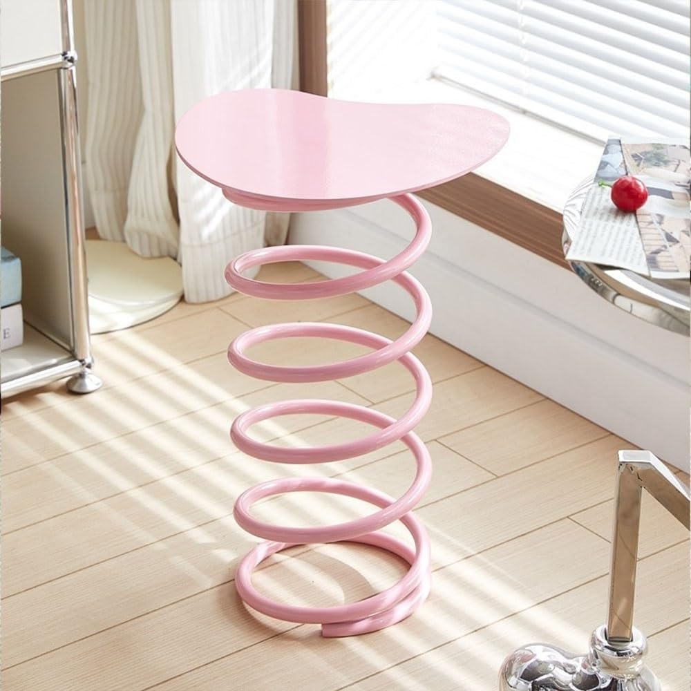 Metal Side Table Creative Spring-Shaped End Table Small Pedestal Bedside Table Modern Corner Decorative Table for Living Room Beautiful