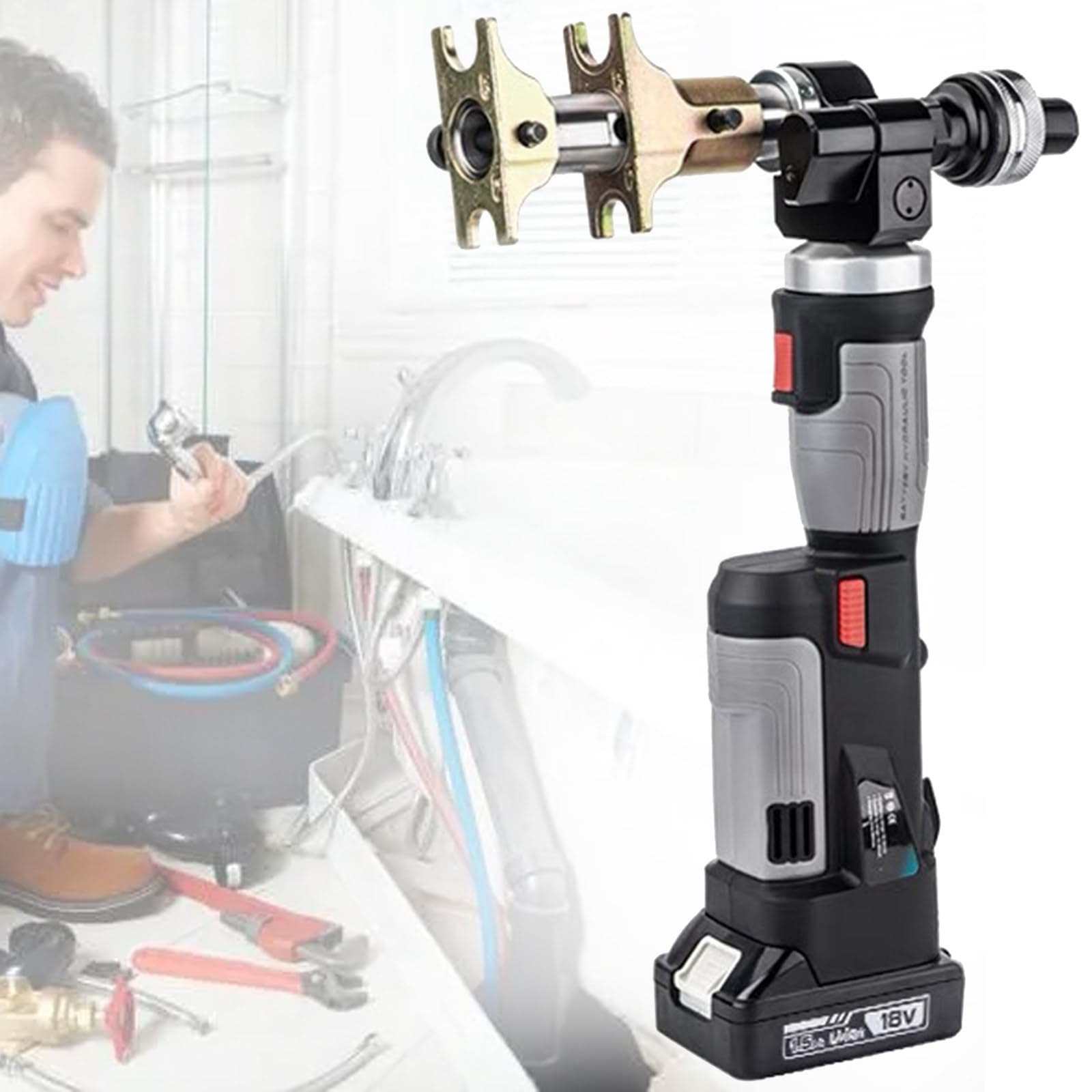 Herramienta de crimpado y expansión axial accionada por batería, herramienta hidráulica de crimpado de tubos, herramienta de fontanería, para trabajos en metal