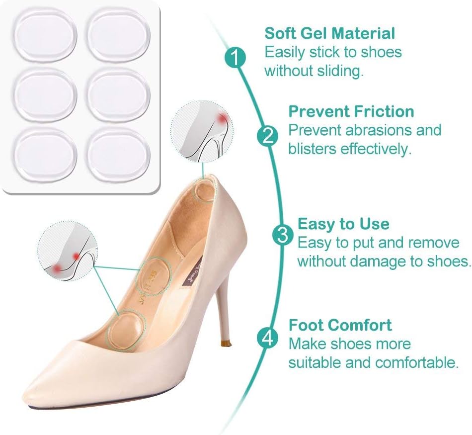 Heel Grips, High Heel Pads, Heel Inserts, High Heel Forefoot Cushion, Blister Prevention High Heel Insoles, High Heel Liners, Anti Slip Heel Shoe Cushion Inserts, Heel Snugs for Women (Beige)