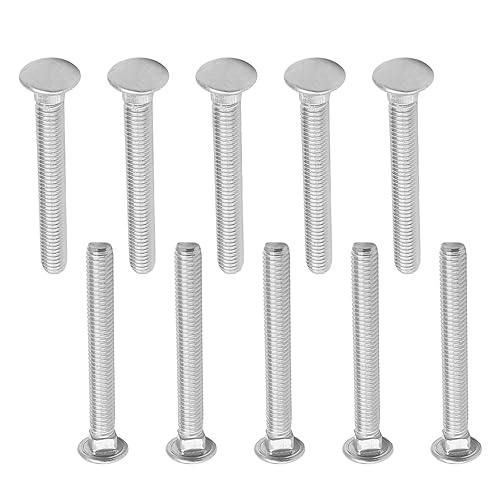 Miniatura 49 de MroMax Pernos de carro M6x16mm cabeza media redonda cuello cuadrado pernos sujetadores 304 acero inoxidable cuello carro perno tono plateado