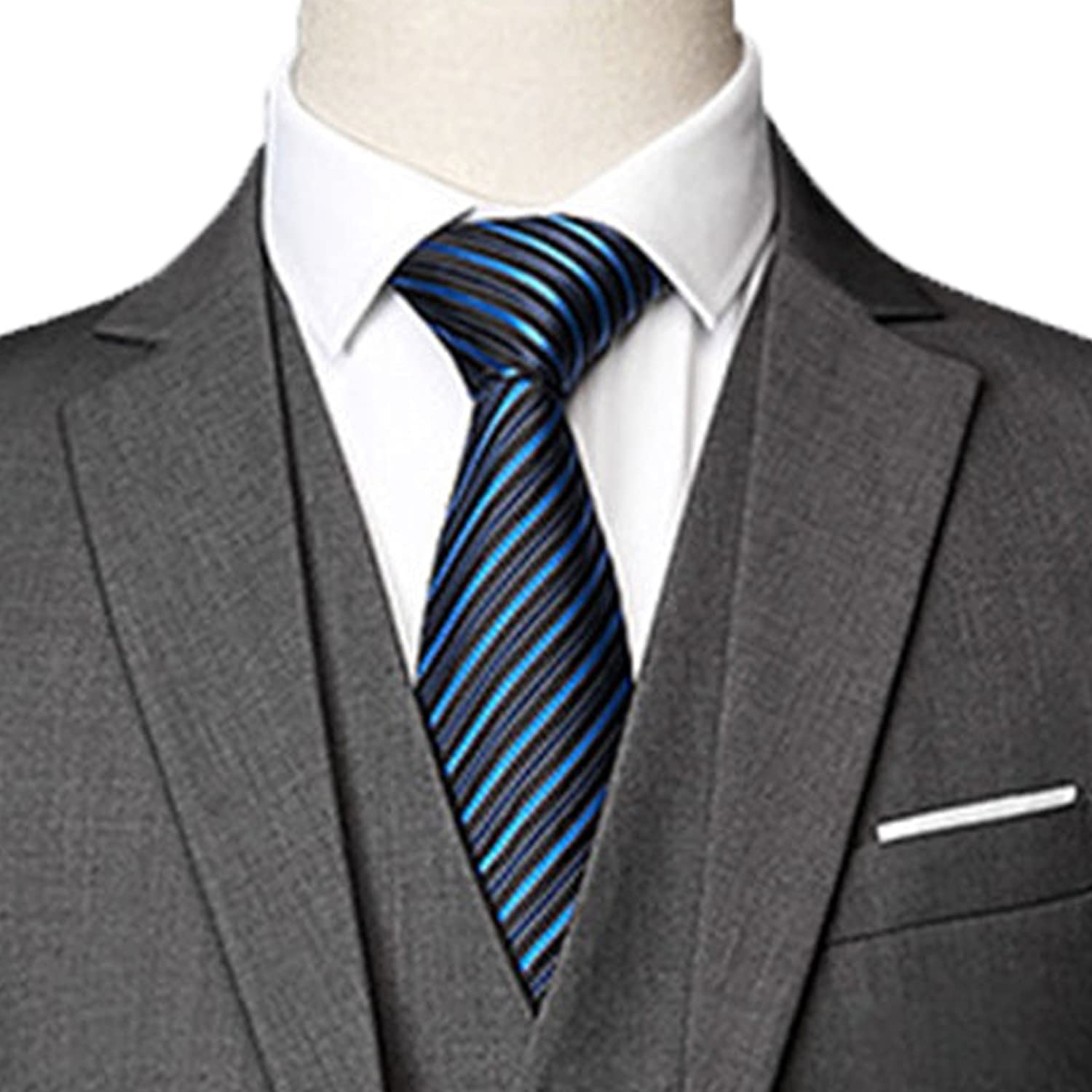 Men's Regular Fit 3 Piece Suit Set Two Button Solid Business Blazer Vest Pants Casual Slim Fit Groomsmen Wedding Suits (Grey,Large)